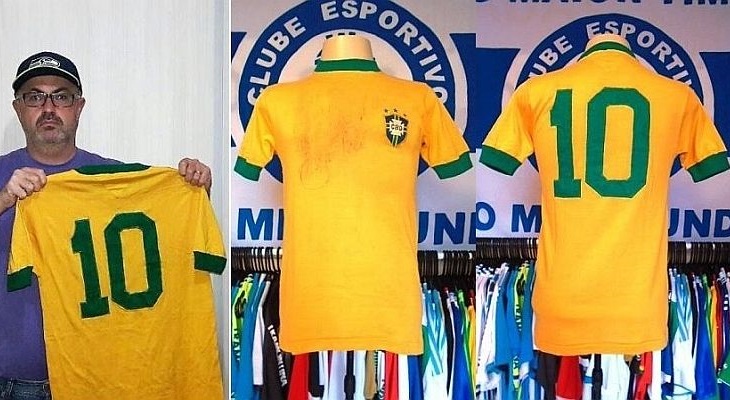 A maior relíquia de Salomão é uma camisa vestida por Pelé (Foto: Acervo pessoal)