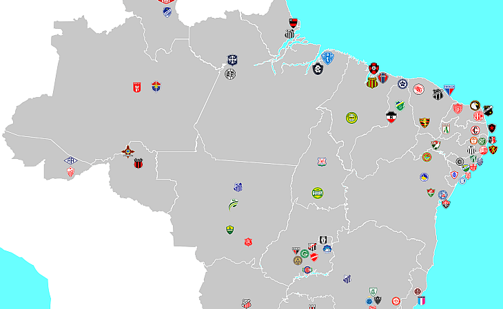 O mapa de Alessandro Arantes reúne os 128 clubes das 4 divisões nacionais (Foto: Bola Amarela FC)