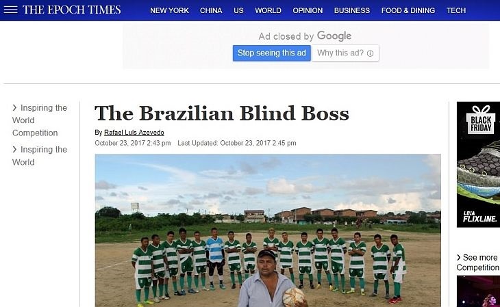 A reportagem "The Brazilian Blind Boss" ganhou menção honrosa no concurso Inspiring The World (Foto: Reprodução)