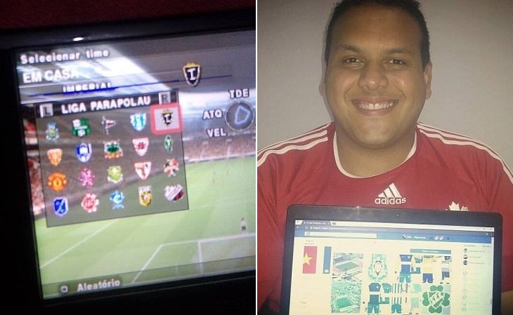 Fábio Fernandes comanda a Liga Parapolau, que hoje existe num PES 2014 em seu PSP (Foto: Acervo pessoal)