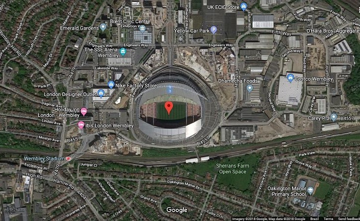 Só um dos 40 principais estádios de Londres não pertence a um clube: Wembley, da FA (Foto: Divulgação)